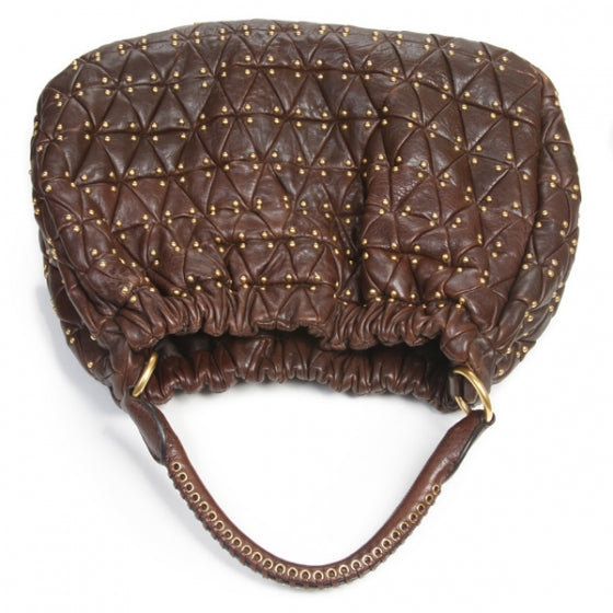 Miu Miu Nappa Leather Studded Patchwork Hobo 4 of 12