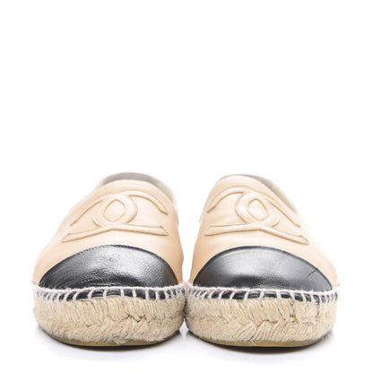 Chanel Lambskin CC Espadrilles 37 Beige Black 2 of 16