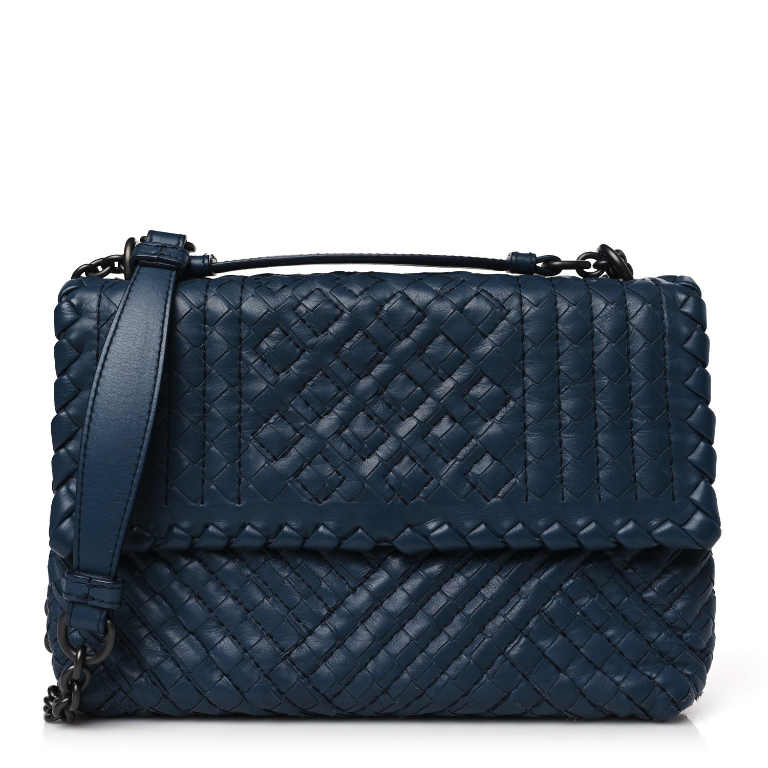 Bottega Veneta Nappa Intrecciato Stitched Small Olimpia Shoulder Bag Blue 1 of 10