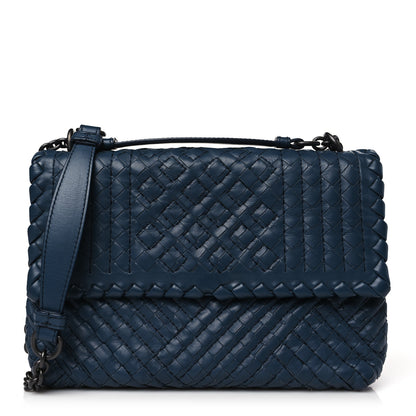 Bottega Veneta Nappa Intrecciato Stitched Small Olimpia Shoulder Bag Blue 1 of 10