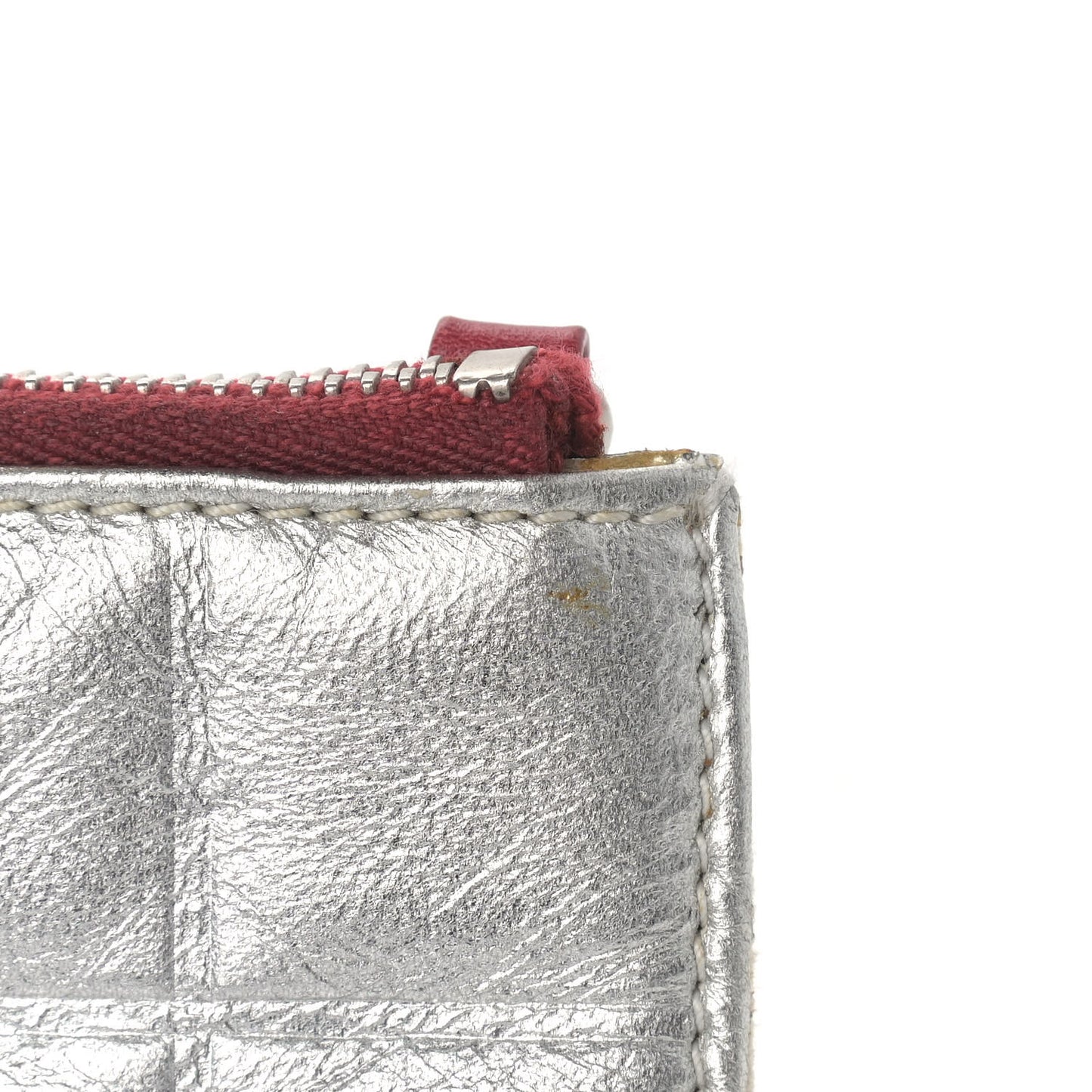 Canvas Metallic Lambskin Quilted Flag CC Pochette White