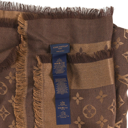 Louis Vuitton Silk Wool Monogram Denim Shawl Chocolate 3 of 3