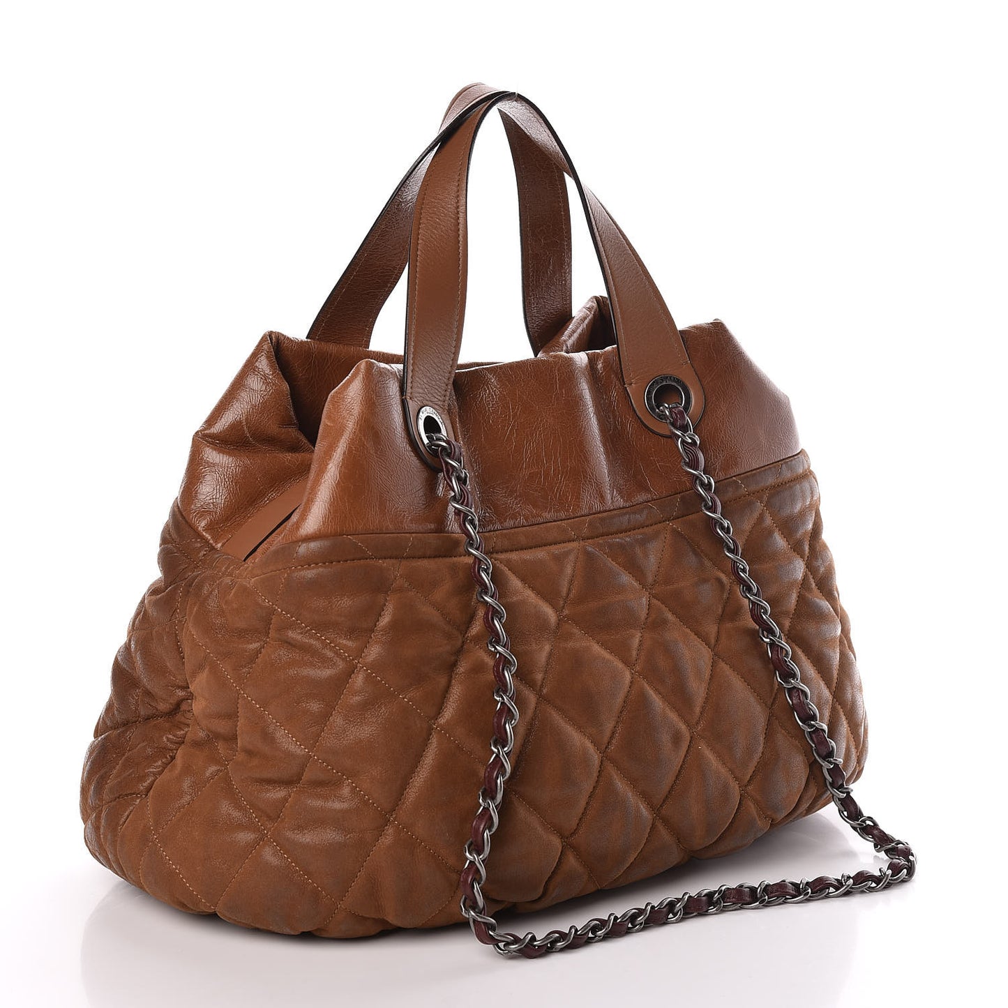 Iridescent Calfskin Large In The Mix Tote Light Brown