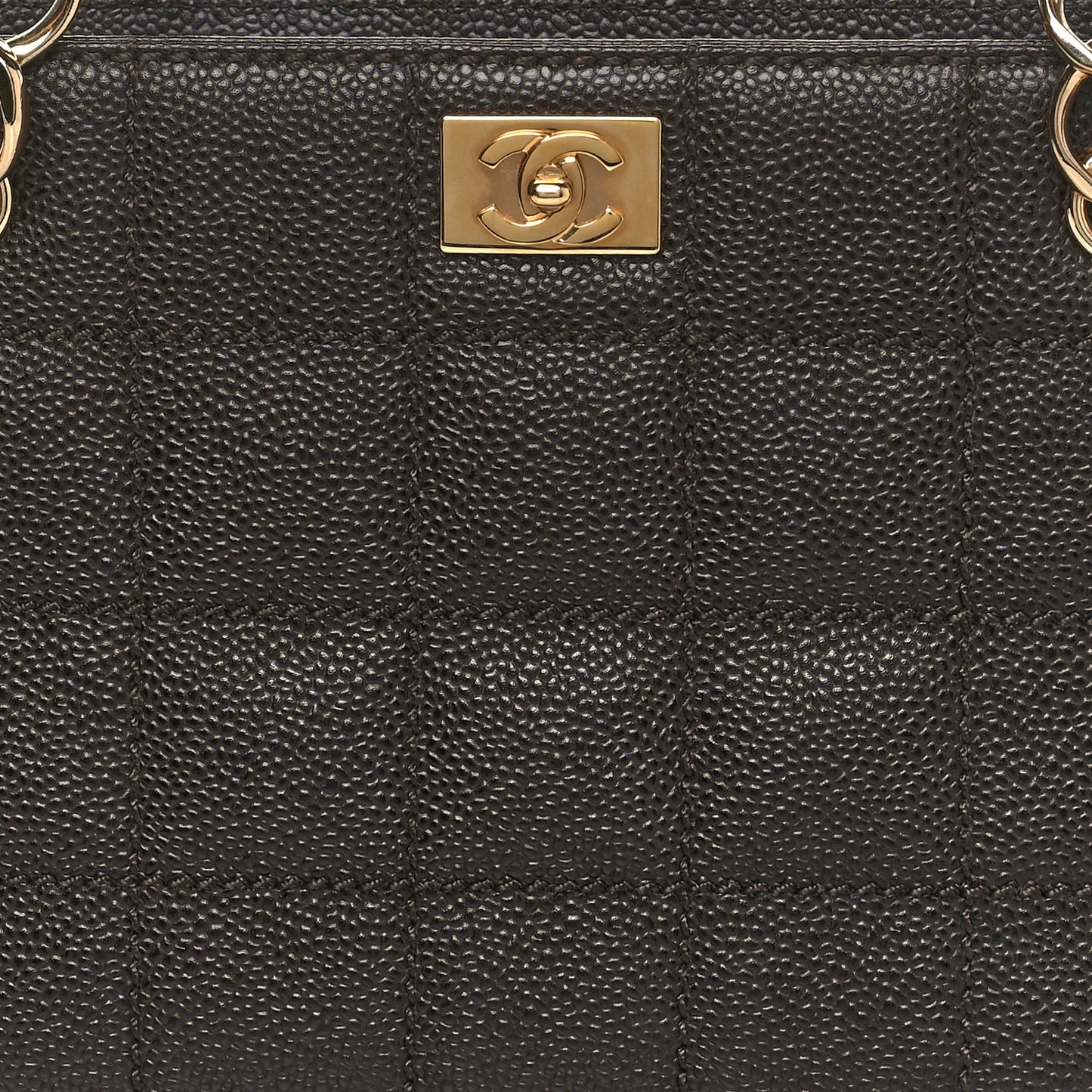 Caviar Chocolate Bar Quilted Shoulder Bag Dark Brown