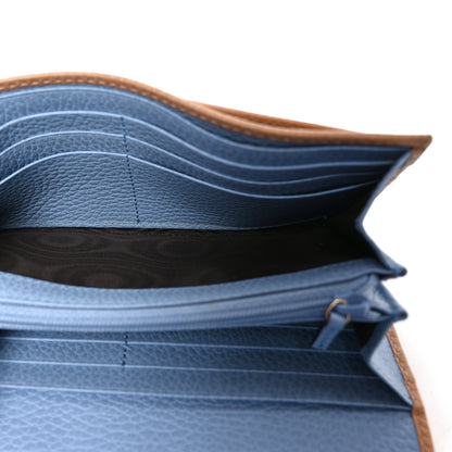 Gucci Dollar Calfskin Bi-Color Swing Continental Wallet Camelia Mineral Blue 5 of 7