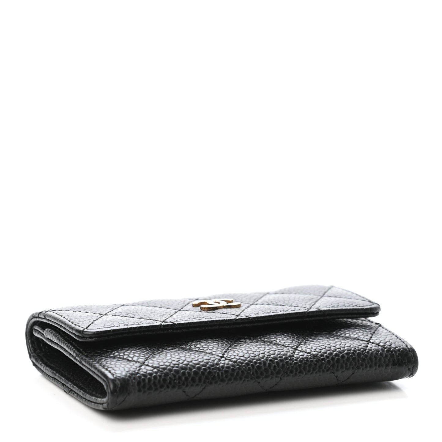 Caviar Quilted Flap Card Holder Black