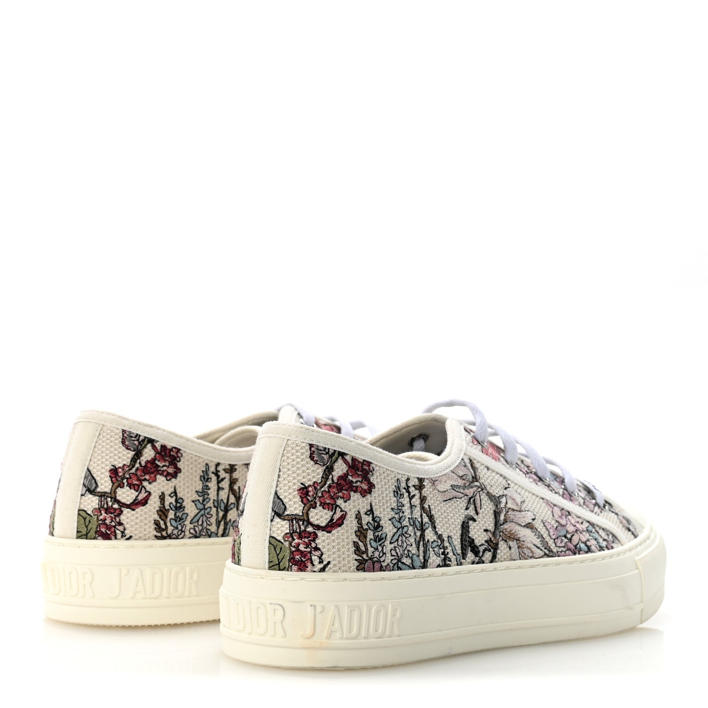 Canvas Embroidered Womens Walk'N'Dior Low Top Sneakers 38 White Multicolor