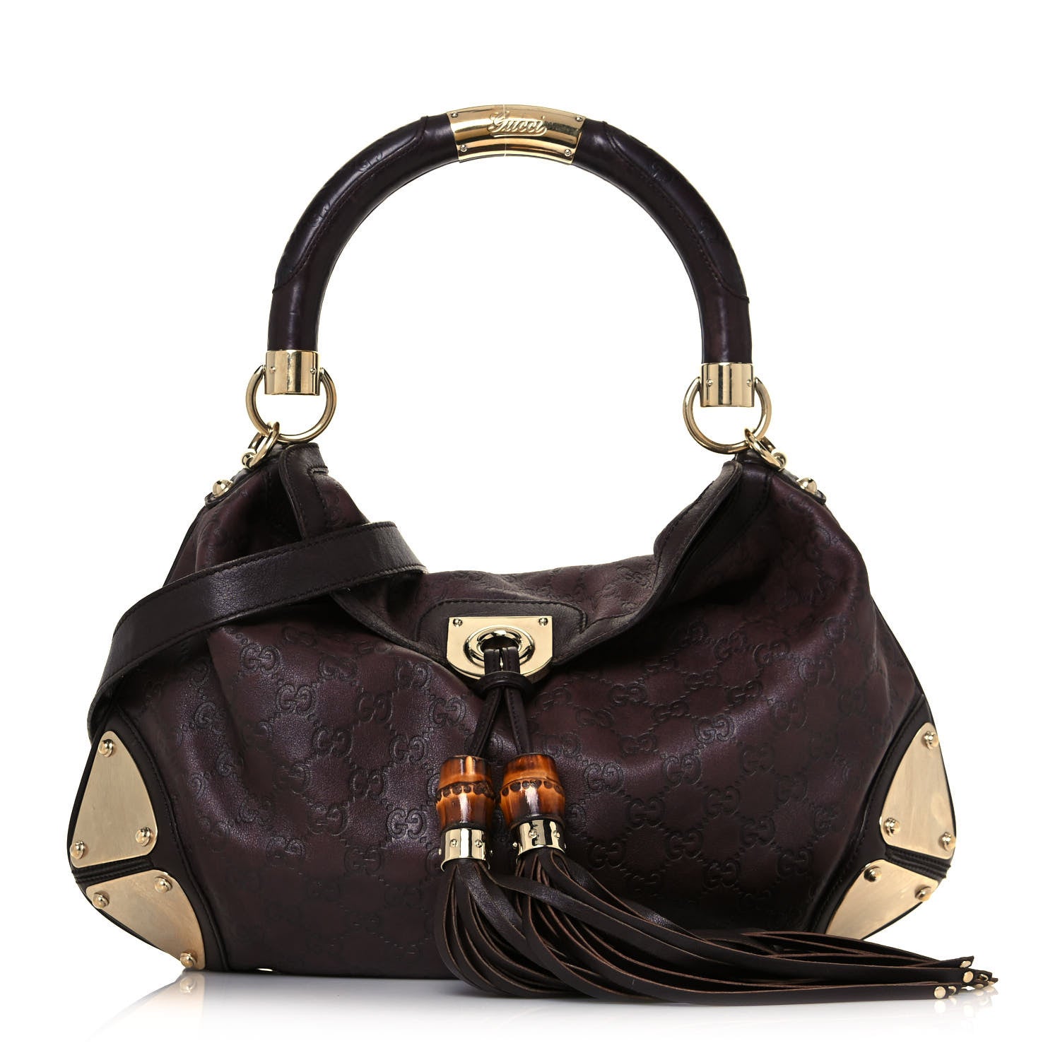 Gucci Guccissima Medium Indy Top Handle Hobo Dark Brown 1 of 18