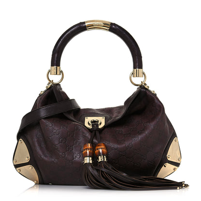 Gucci Guccissima Medium Indy Top Handle Hobo Dark Brown 1 of 18