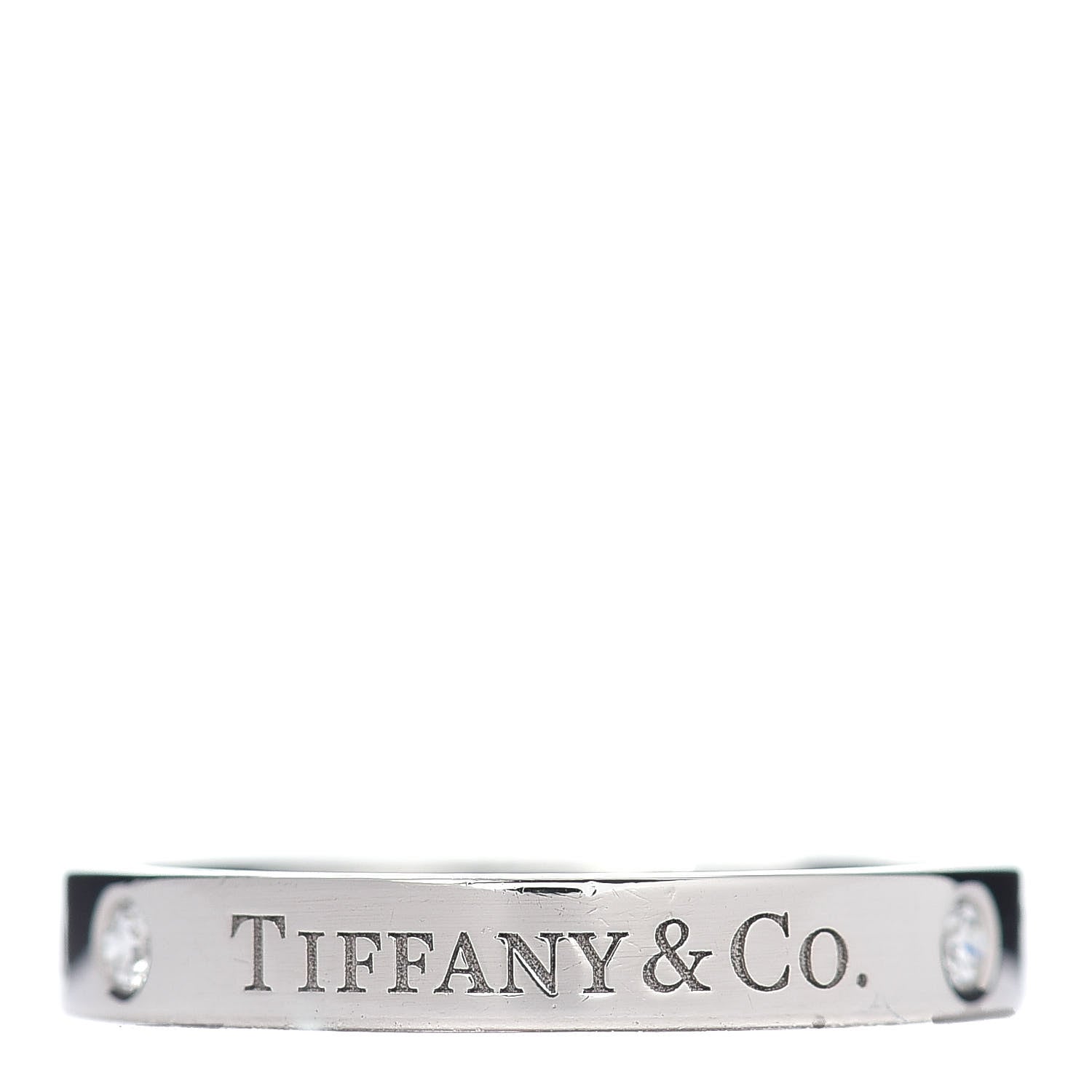 Tiffany Platinum Diamond Logo Band Ring 52 6 1 of 5
