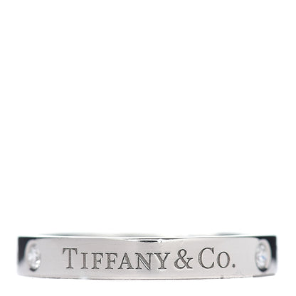 Tiffany Platinum Diamond Logo Band Ring 52 6 1 of 5
