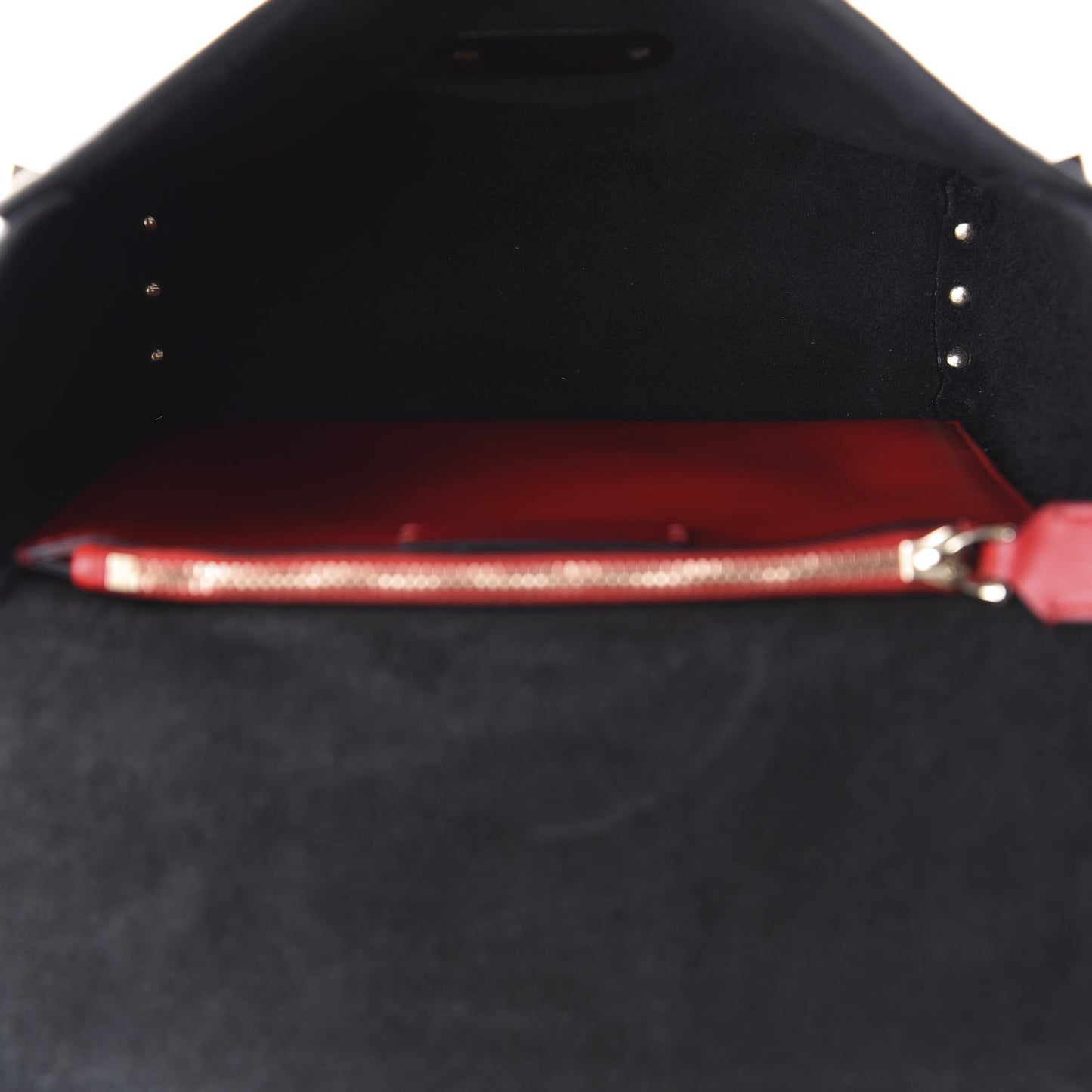 Pebbled Calfskin Rockstud Flip Lock Flap Messenger Black