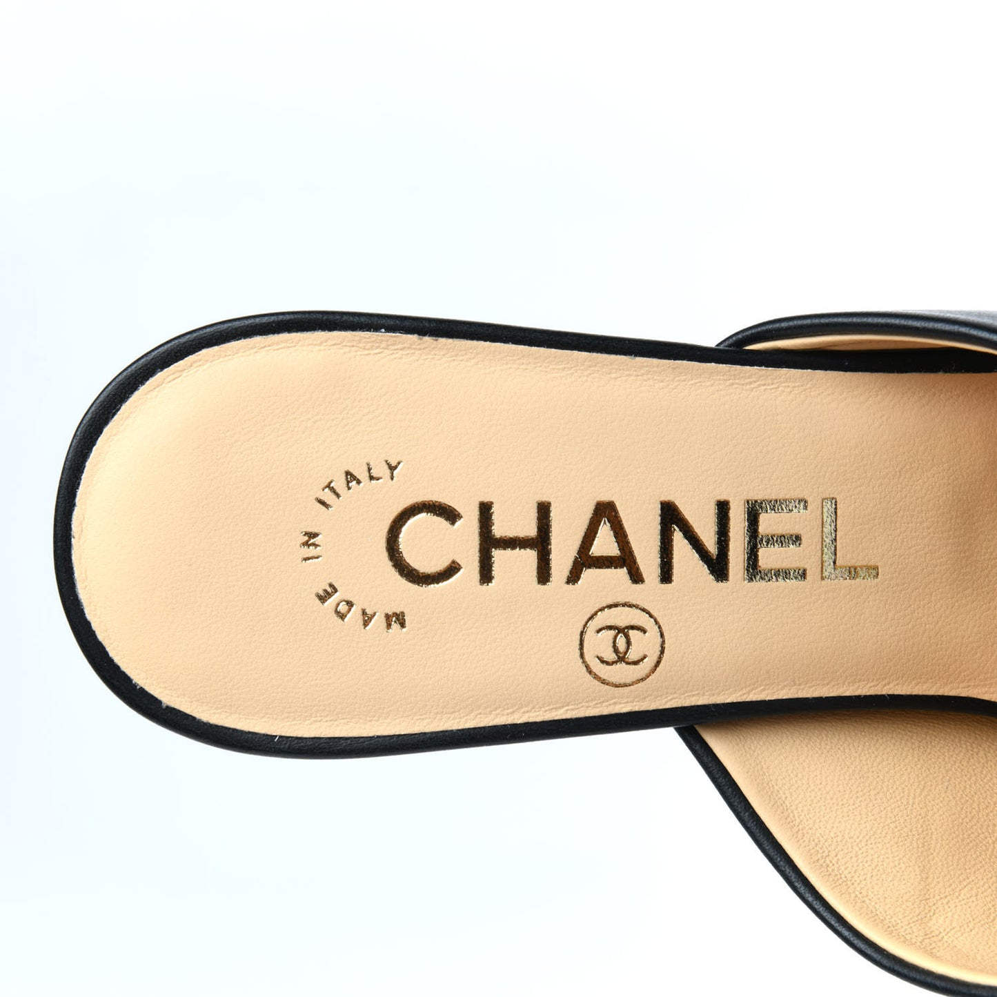 Lambskin Grosgrain Cap Toe CC Mules 37 Black