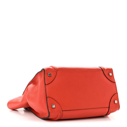 Celine Drummed Calfskin Mini Luggage Coquelicot 4 of 12