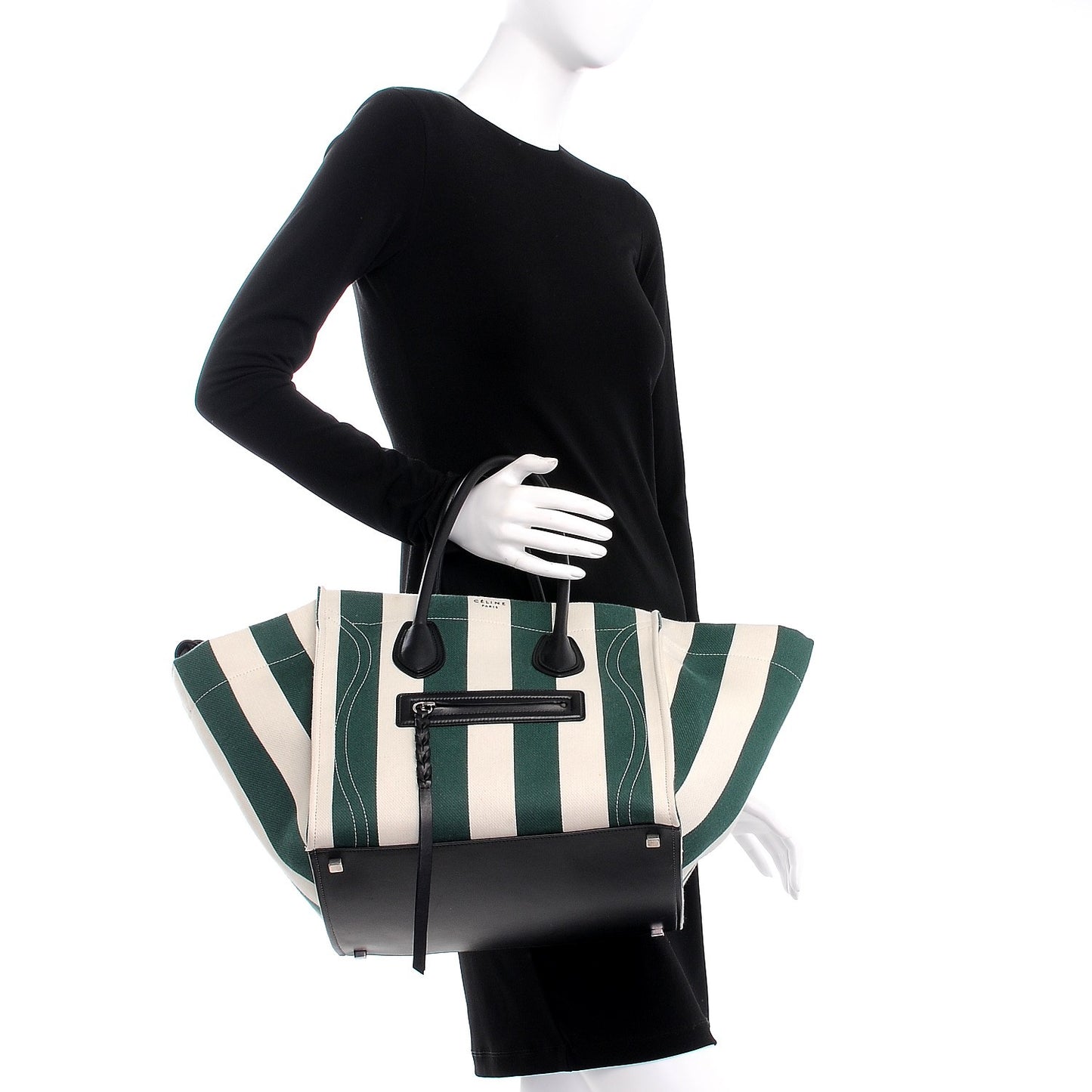 Cotton Canvas Striped Medium Phantom Luggage White Green