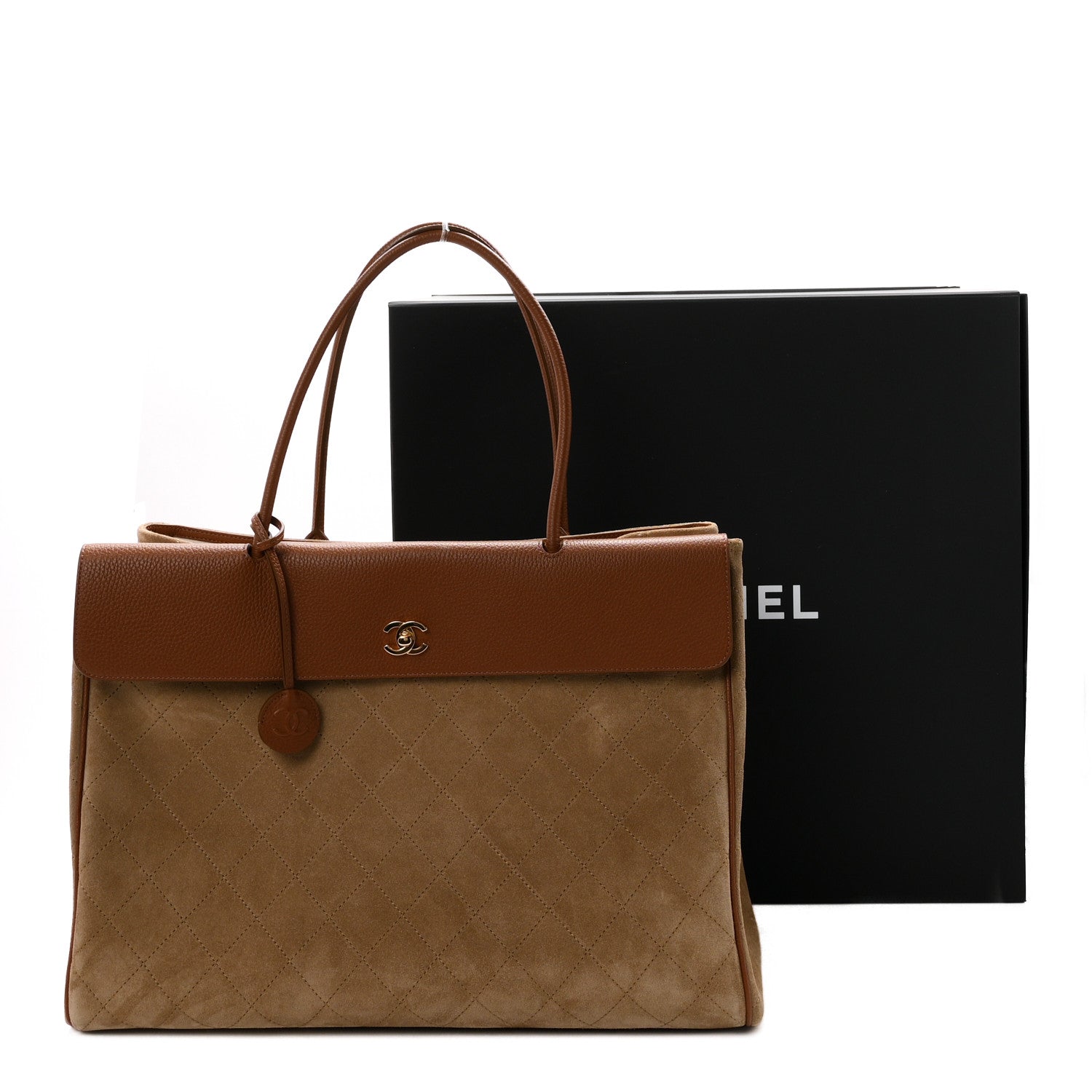 Chanel Grained Calfskin Suede Large Urban Essentials Shopping Bag Dark Beige Camel 11 of 11