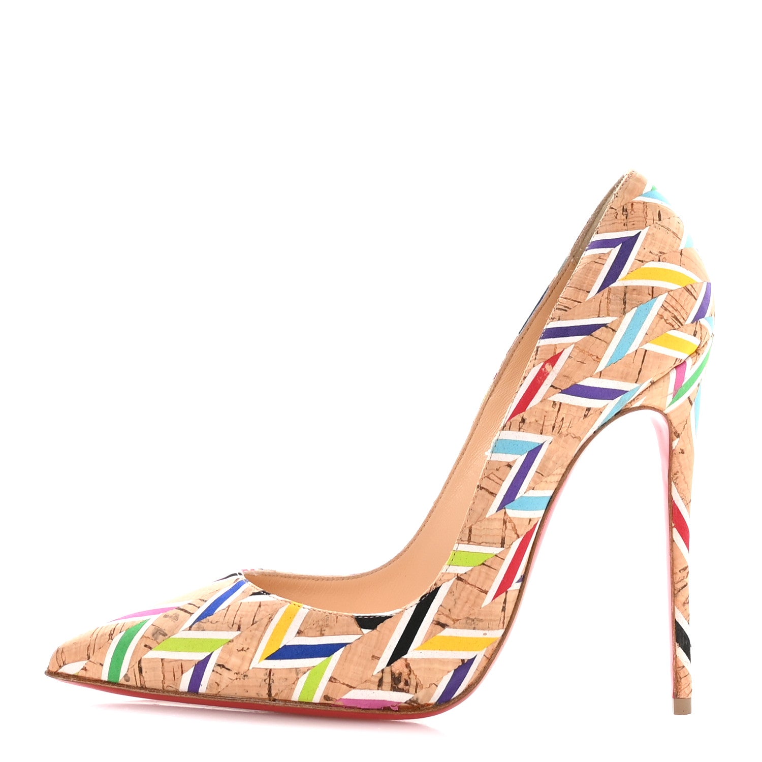 Christian Louboutin Cork Chevron Pigalle Follie 100 Pumps 38 Multicolor 1 of 8