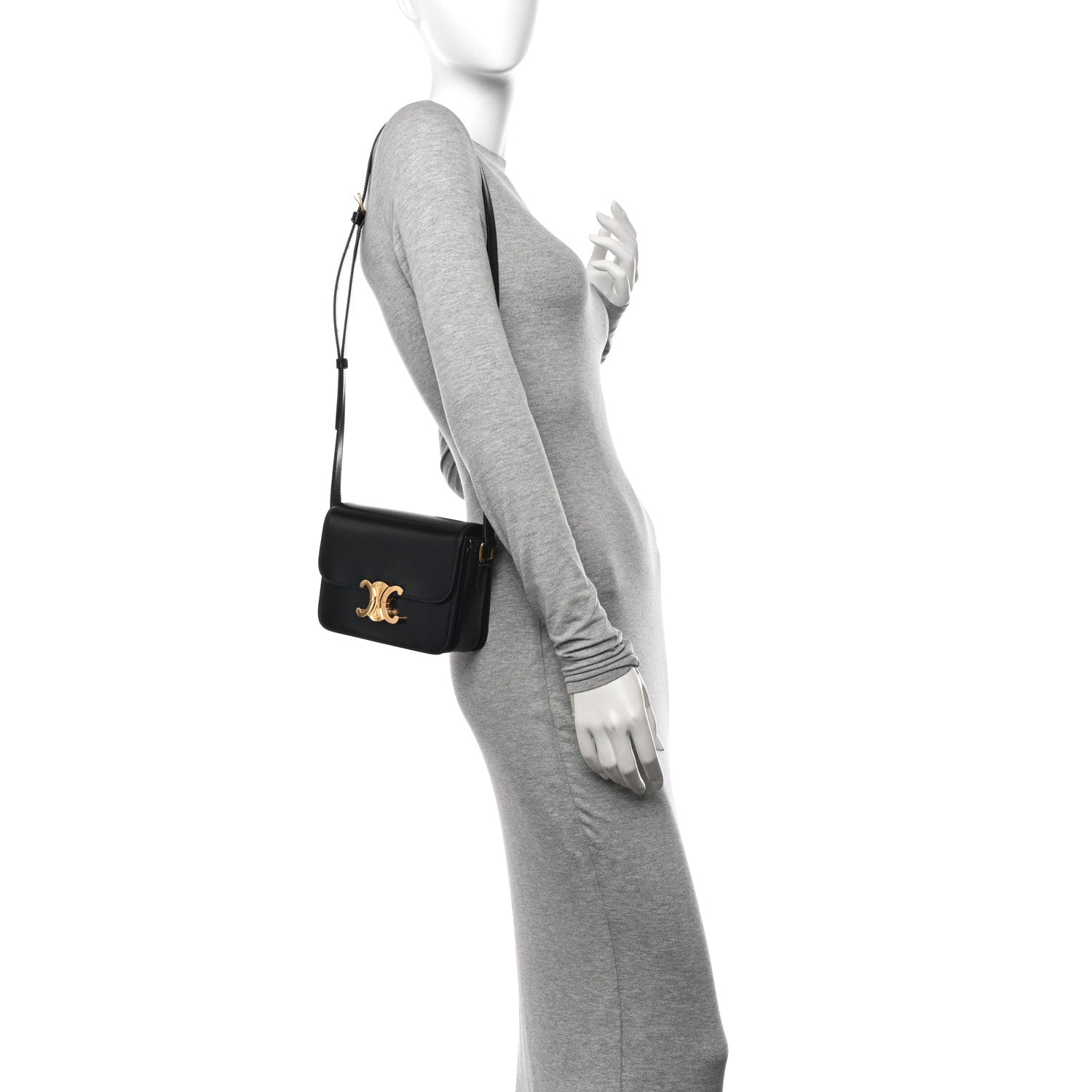 Celine Shiny Calfskin Medium Triomphe Black 2 of 12