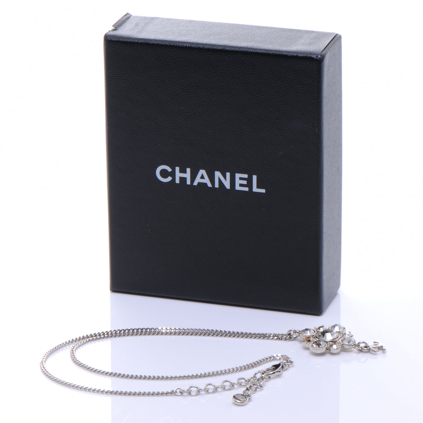 Crystal CC Dangle Necklace Silver
