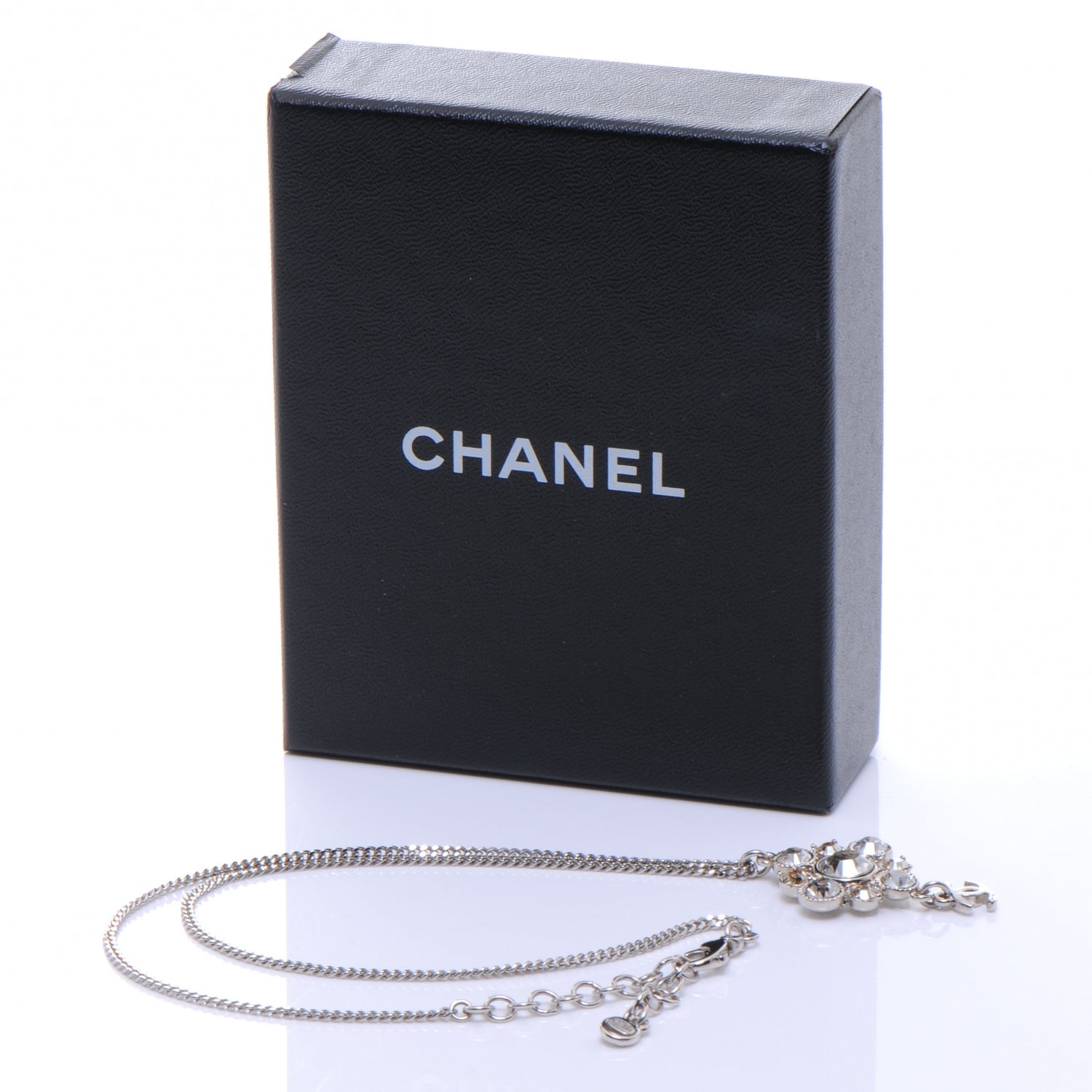 Chanel Crystal CC Dangle Necklace Silver 5 of 5