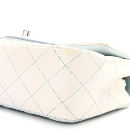 Chanel Perforated Lambskin Quilted Mini Rectangular Flap Light Blue Light Purple White 10 of 15