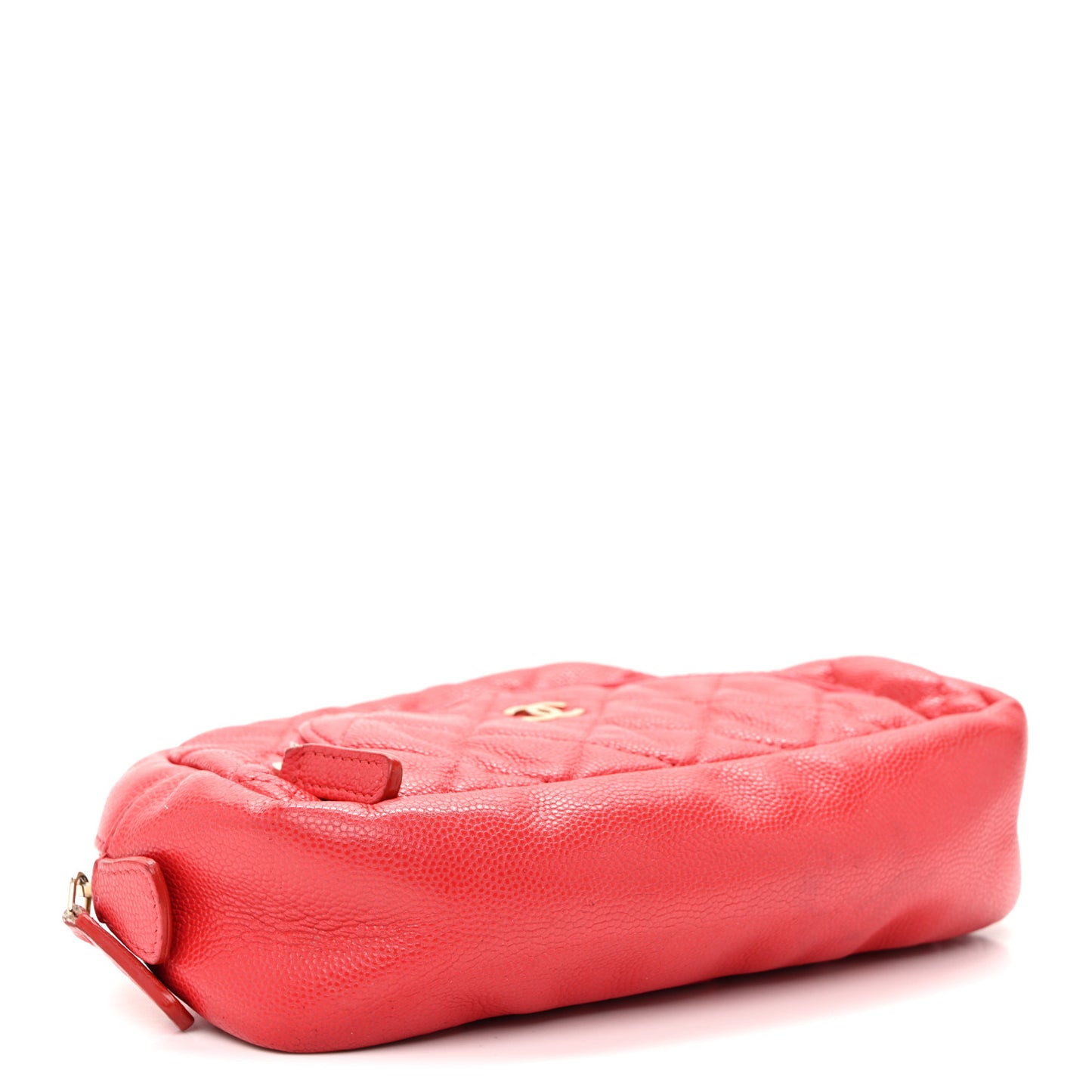 Caviar Quilted Double Zip Pouch Red