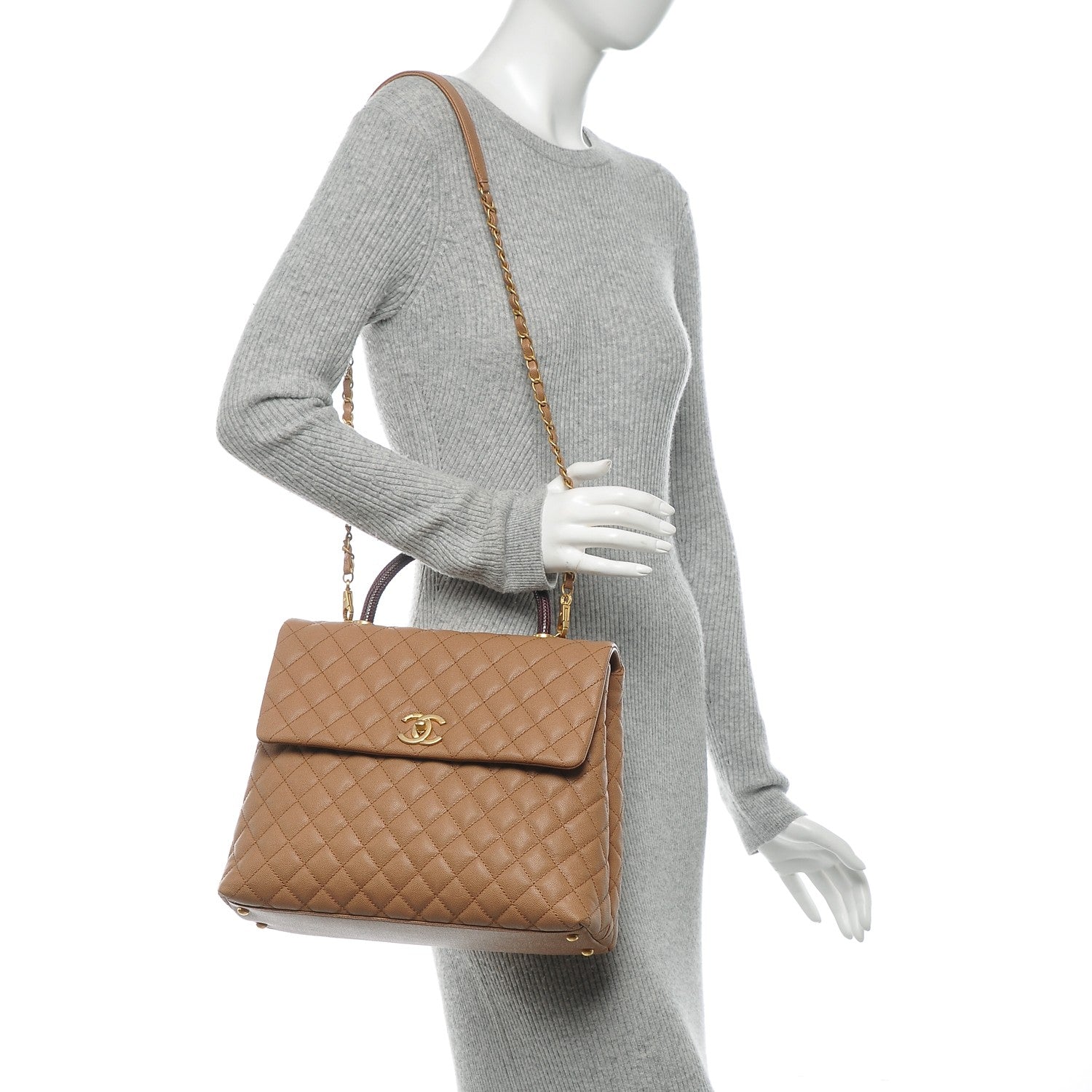 Chanel Caviar Lizard Quilted Large Coco Handle Flap Beige 2 of 7