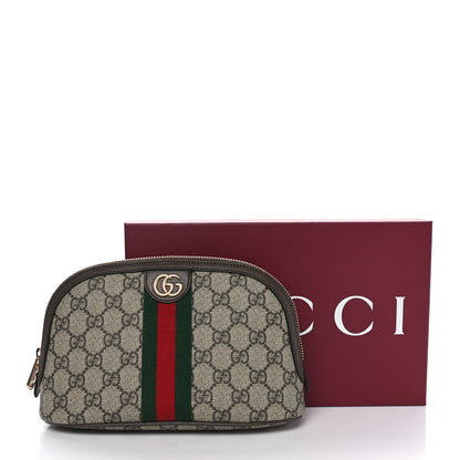 Gucci GG Supreme Monogram Textured Calfskin Web Large Ophidia Cosmetic Case Beige Ebony New Acero 11 of 11