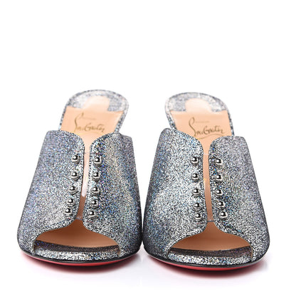 Christian Louboutin Nappa Mica PVC Glitter Predumule 100 Pumps 39 Silver 2 of 9