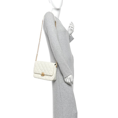 Chanel Shiny Caviar Quilted Large Chain Melody Flap White 2 of 10