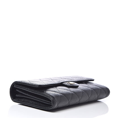 Chanel Caviar Quilted Large Flap Gusset Wallet Black 4 of 8