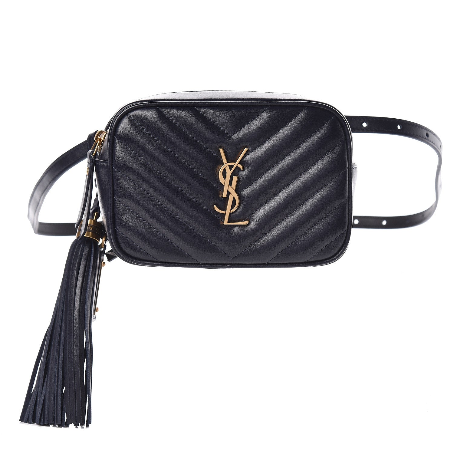 Saint Laurent Calfskin Matelasse Monogram Lou Belt Bag Navy 1 of 10