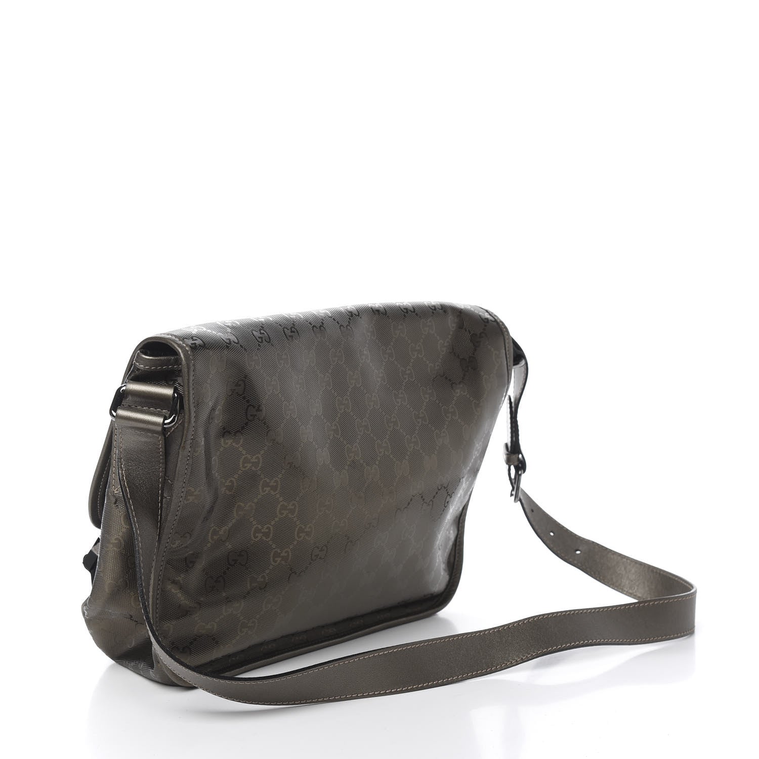 Gucci Imprime Monogram Medium Double Buckle Flap Messenger Bag Pewter 2 of 9