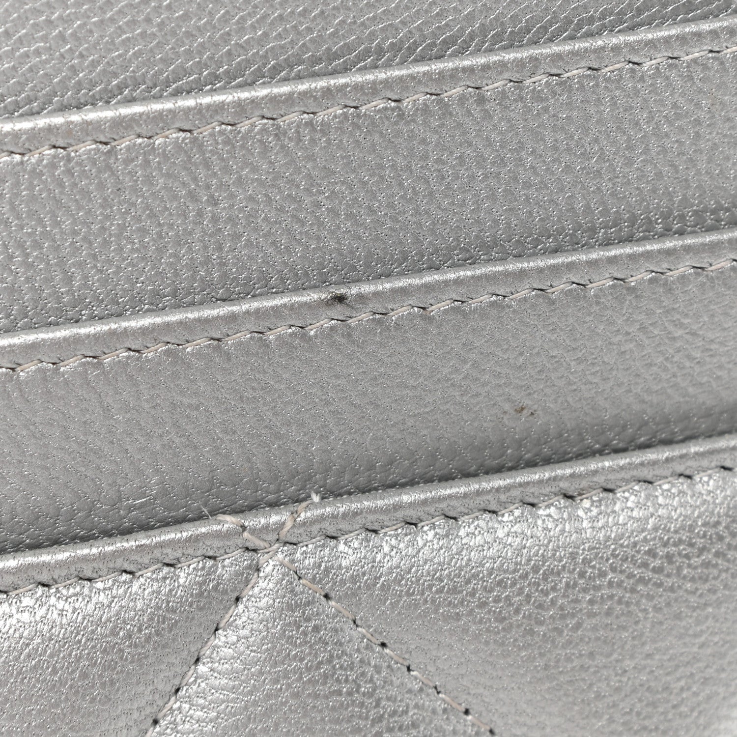 Chanel Metallic Goatskin Quilted Chanel 19 Flat Wallet Pouch Silver 9 of 9