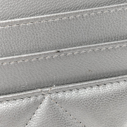 Chanel Metallic Goatskin Quilted Chanel 19 Flat Wallet Pouch Silver 9 of 9