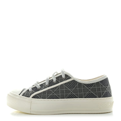 Christian Dior Laminated Canvas Cannage Embroidered Womens Walk'N'Dior Low Top Sneakers 37 Metal Grey 1 of 9