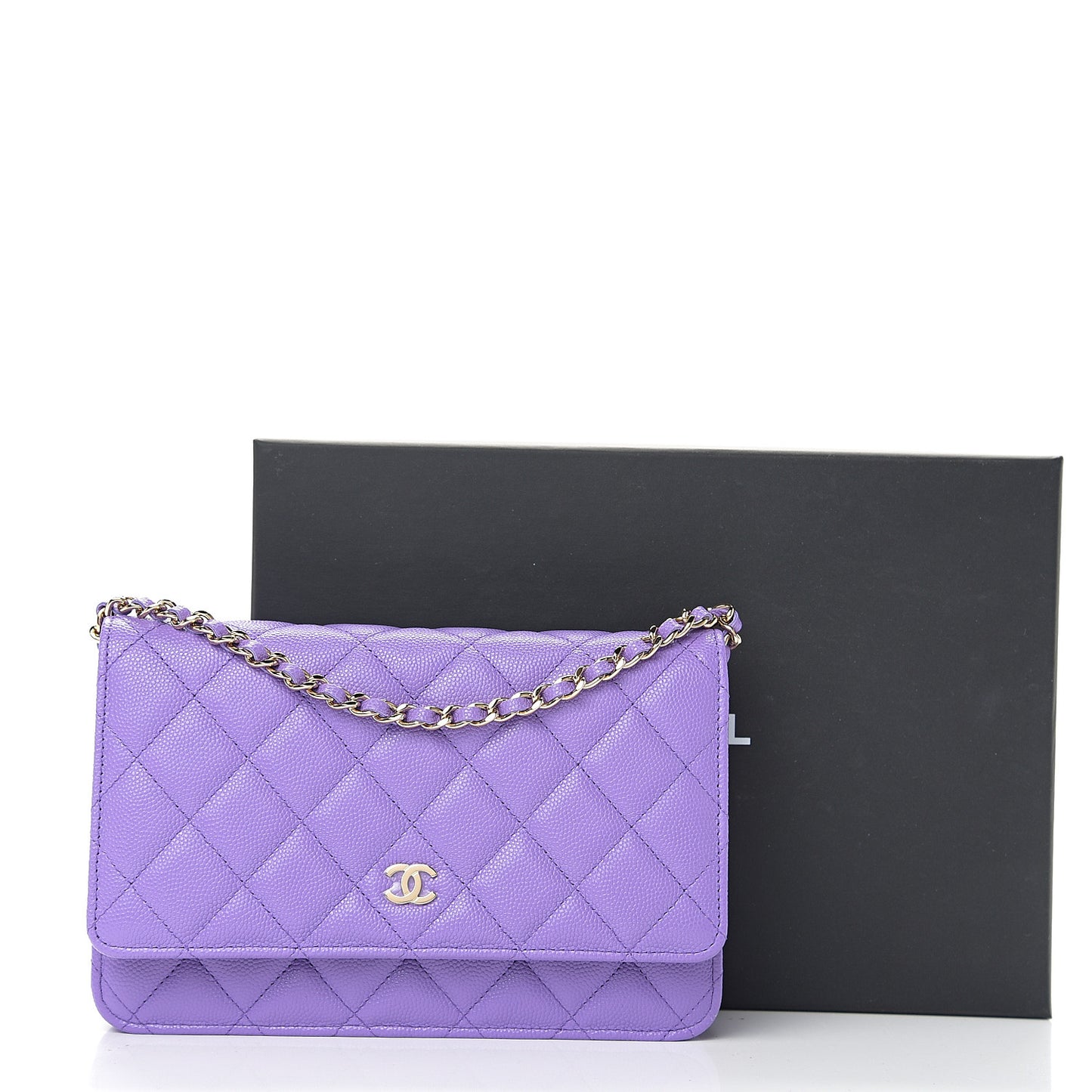 Caviar Quilted Wallet On Chain WOC Purple