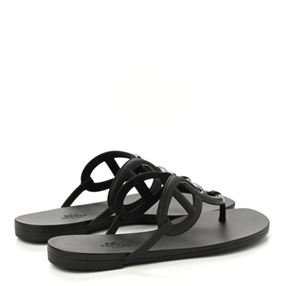 Hermes Rubber Womens Egerie Sandals 38 Black 4 of 9