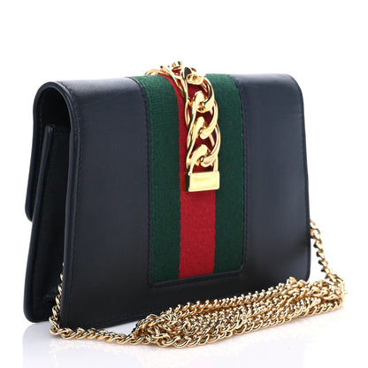 Gucci Calfskin Super Mini Sylvie Chain Shoulder Bag Black 3 of 7