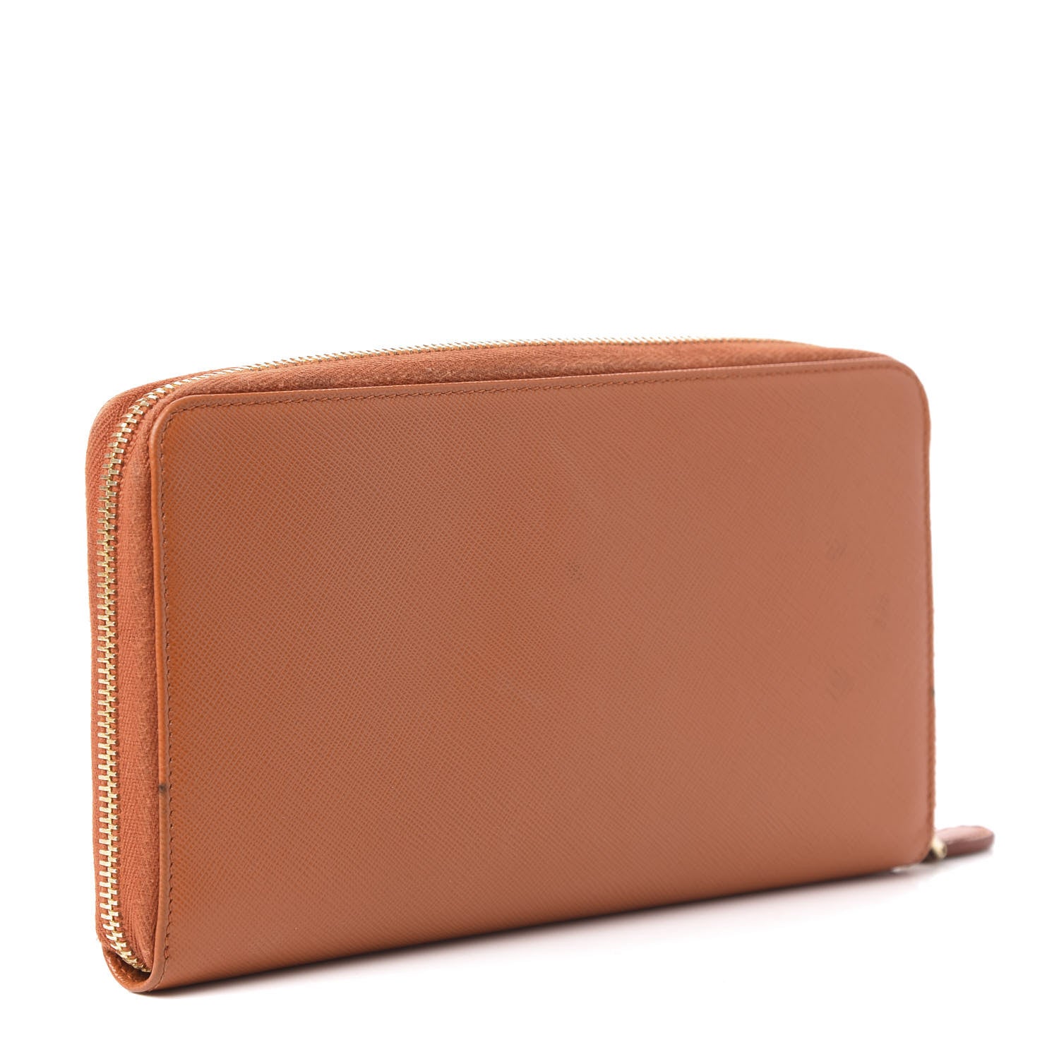 Prada Saffiano Metal Large Zip Around Travel Wallet Papaya 3 of 9