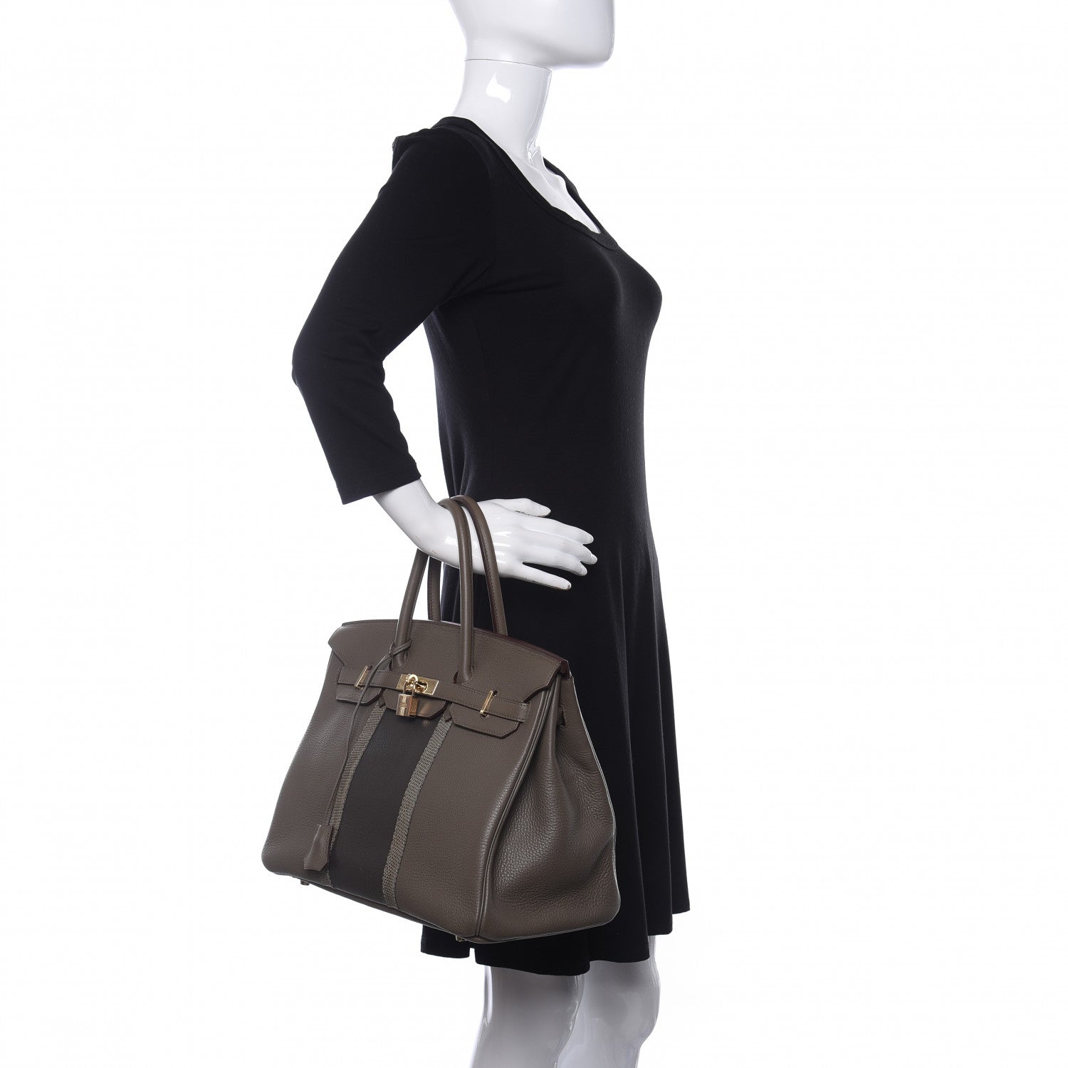 Hermes Taurillon Clemence Lizard Club Birkin 35 Etain Graphite 2 of 10