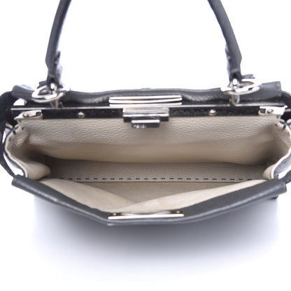 Fendi Cuoio Romano Selleria Bi-Color Medium Peekaboo Iconic Satchel Asfalto Latte 4 of 10