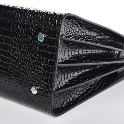 Saint Laurent Calfskin Crocodile Embossed Small Sac de Jour Black 9 of 10
