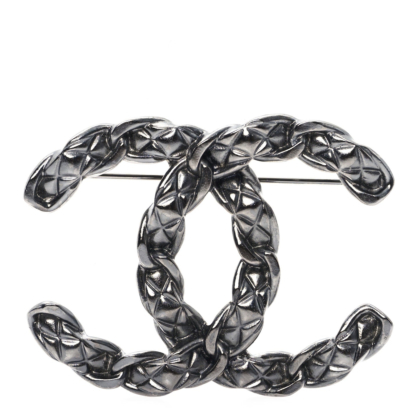 Quilted CC Brooch Ruthenium