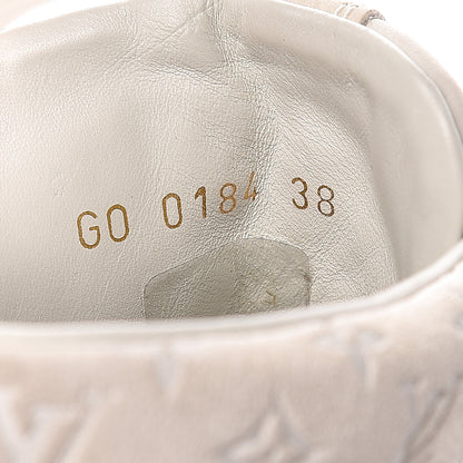 Louis Vuitton Calfskin Suede Monogram Cliff Top Wedge Sneakers 38 Ivory 9 of 14