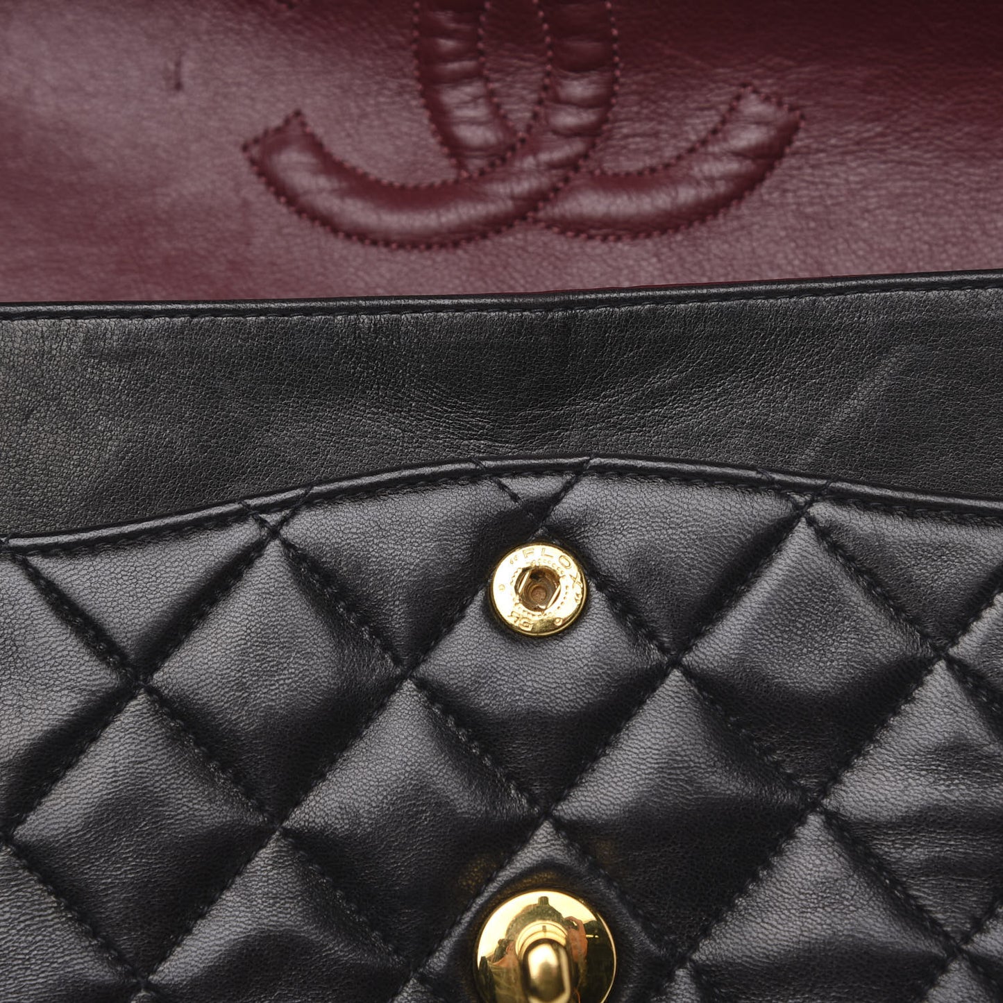 Lambskin Quilted Medium Double Flap Black