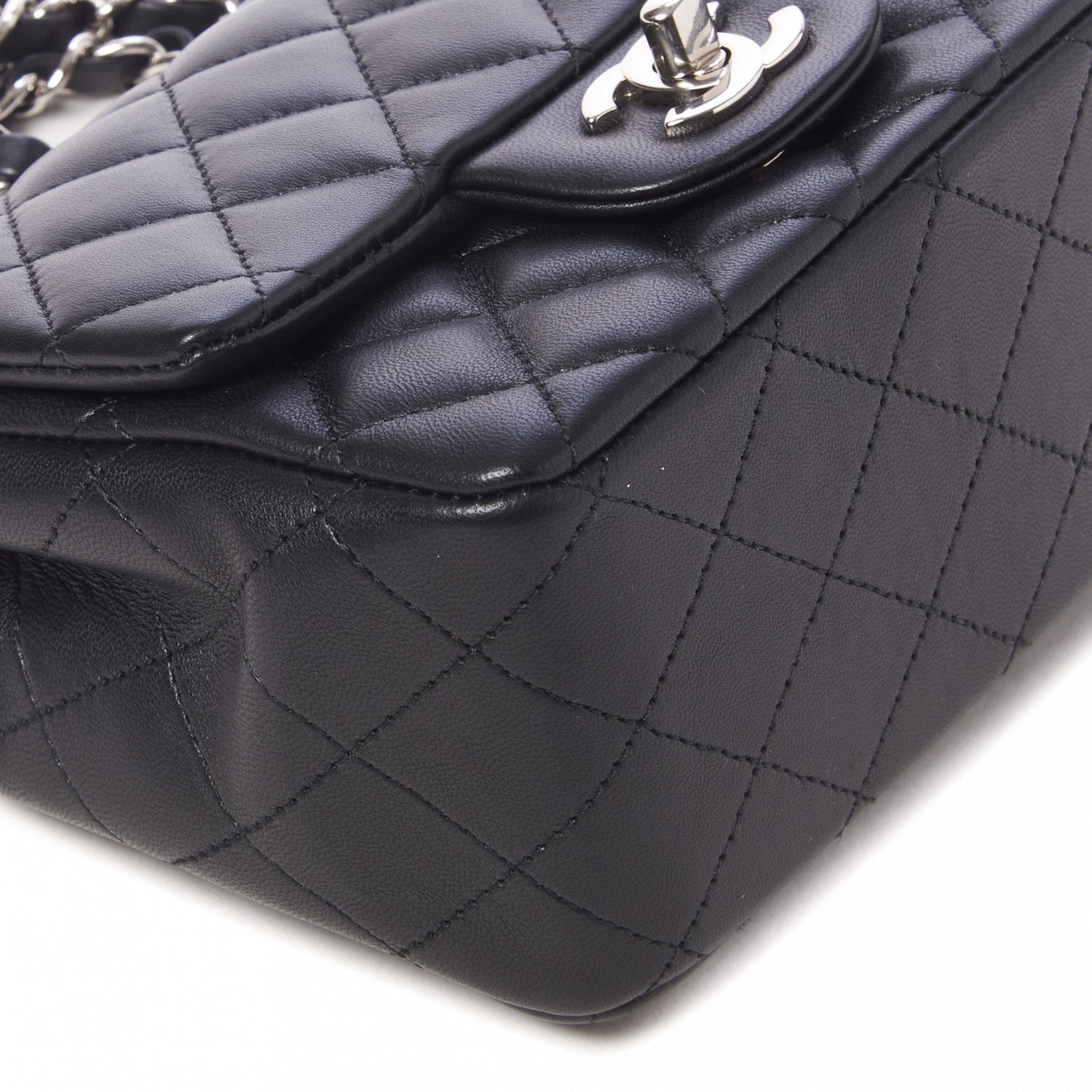 Lambskin Quilted Mini Square Flap Black