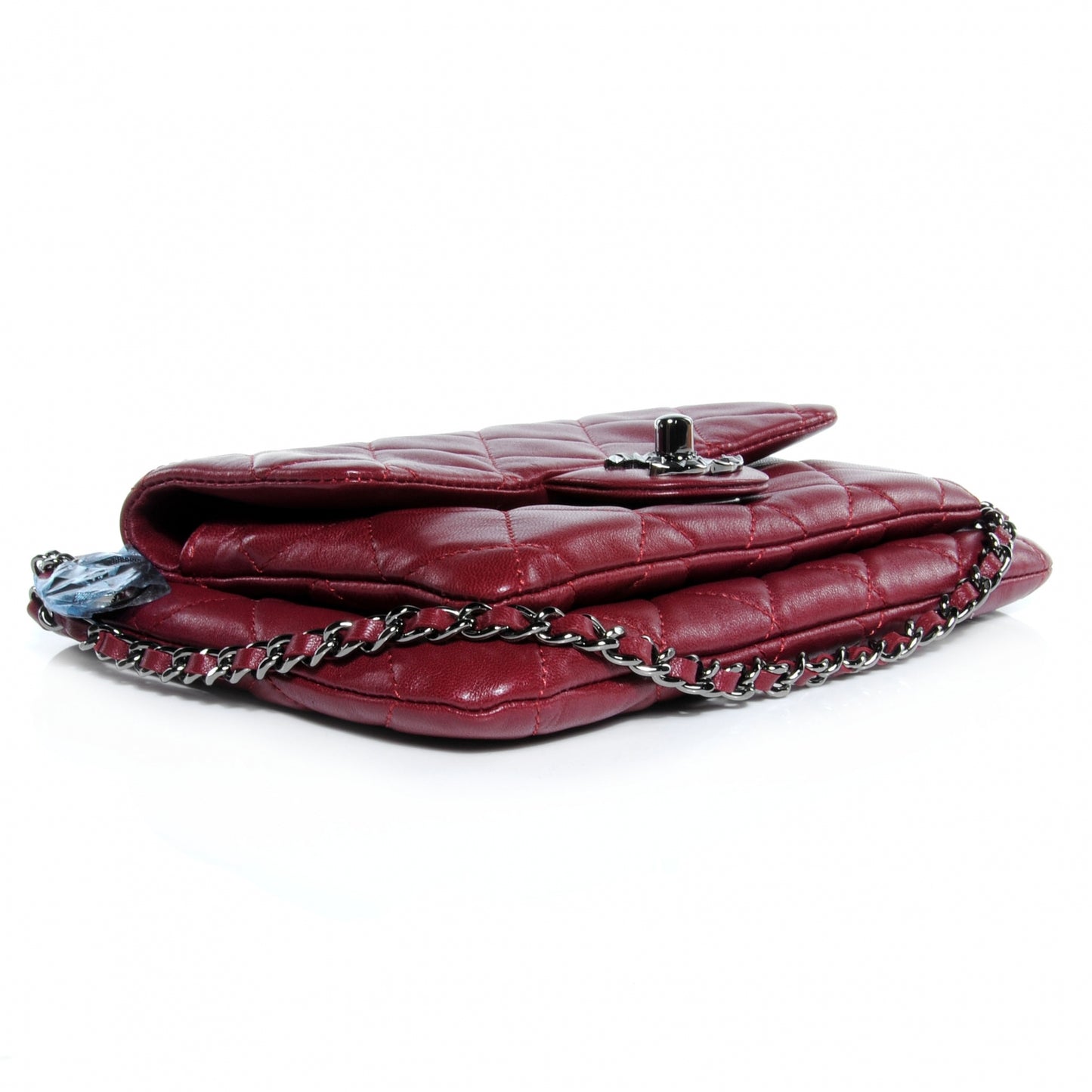 Lambskin Mineral Nights Flap Wristlet Dark Red