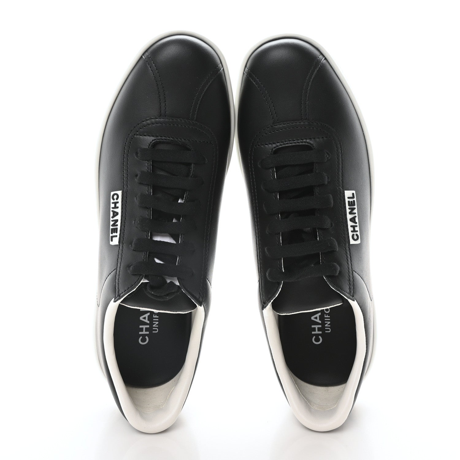 Chanel Calfskin CC Womens Sneakers 37.5 Black 2 of 8