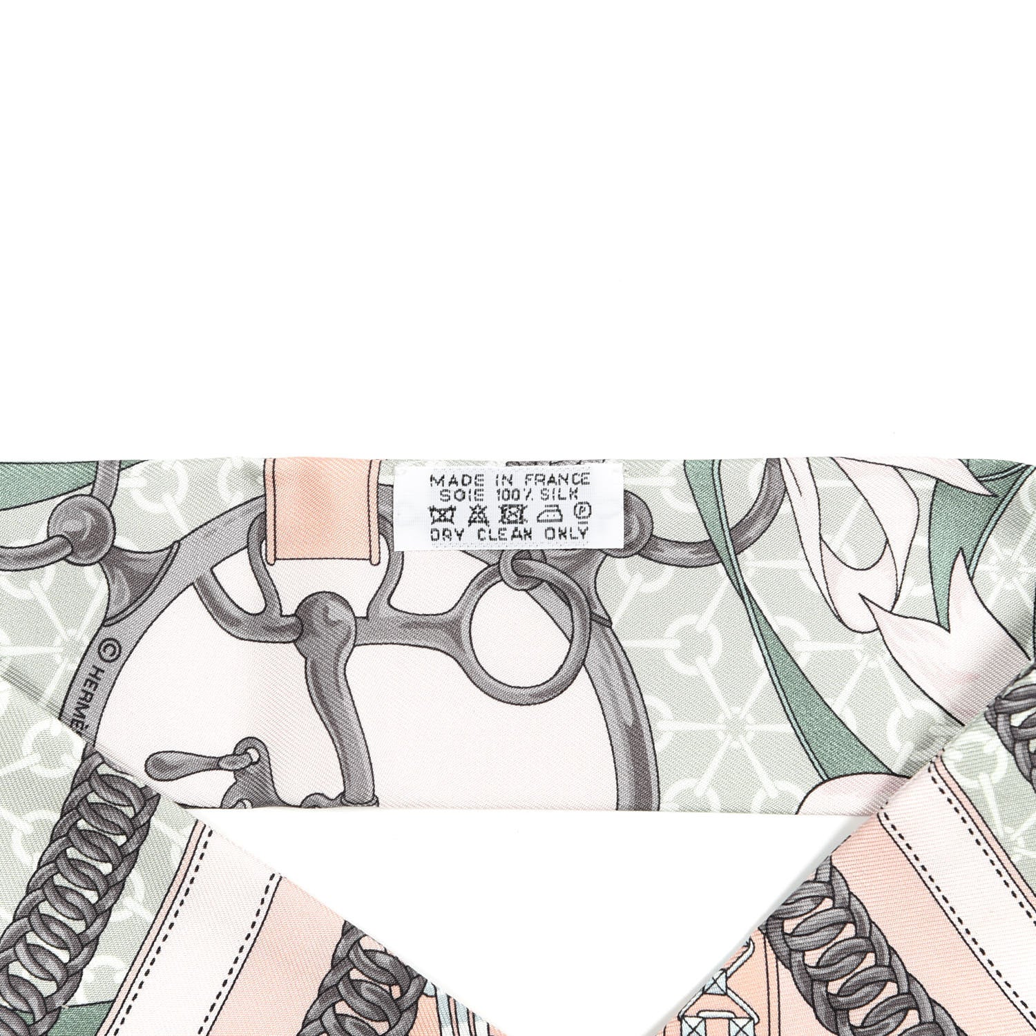 Hermes Silk La Promenade Du Matin Twilly Noir Rose Poudre Celadon 2 of 3